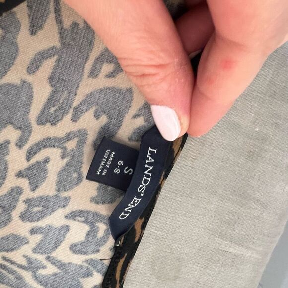 Lands End Brown Black Abstract Slip On Long Sleeve Business Casual Dress Small - Picture 7 of 9